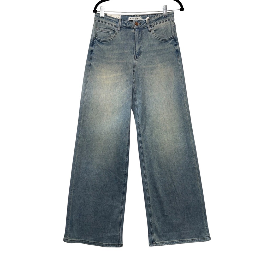 Flying Monkey High Rise Palazzo Jeans 28 Light Blue Wide Leg Stretch F6223 NEW